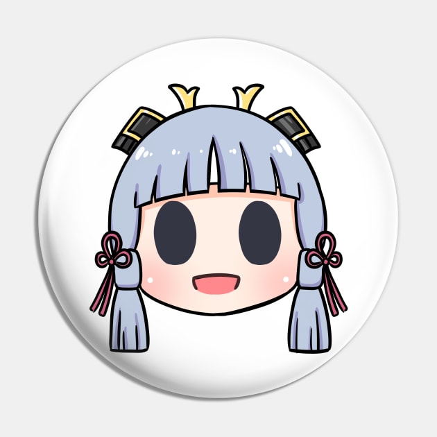 Genshin Impact Ayaka chibi head Pin by Oricca