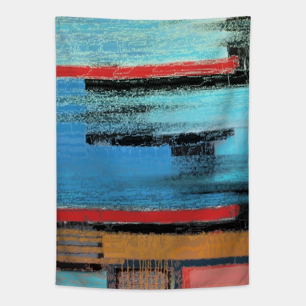 Power Of Nature Water vs Human Construction Abstract Art Tapestry by okpinsArtDesign