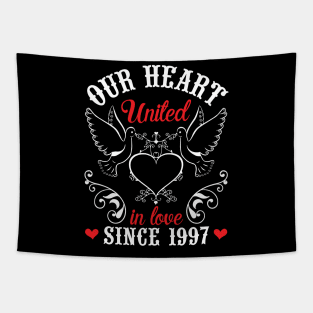 Husband Wife Our Heart United In Love Since 1997 Happy Wedding Married 23 Years Anniversary Tapestry