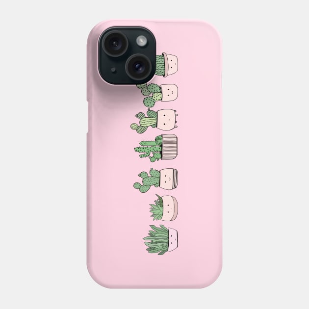 Cute smiling succulents in flowerpots Phone Case by bigmomentsdesign