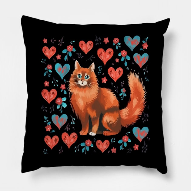 Somali Cat Valentine Day Pillow by JH Mart