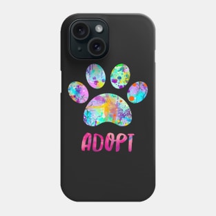 Adopt A Dog Design Watercolor Paw Print Phone Case