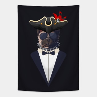 English Bulldog Funny Pirate With Hat and Tuxedo Tapestry