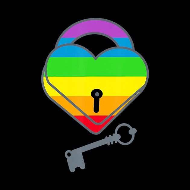 Heart Lock and Key Rainbow LGBT Supporter Pride by prunioneman