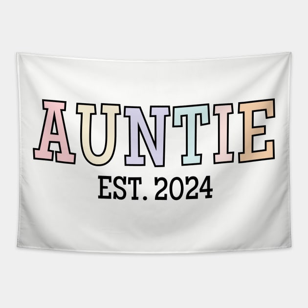 Cute Auntie Est. 2024, Aunt Baby Announcement Tapestry by WaBastian