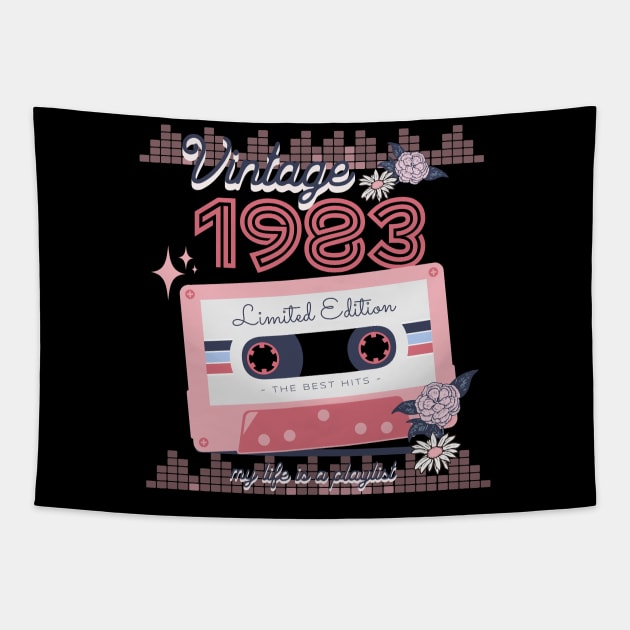 Vintage 1983 Limited Edition Music Cassette Birthday Gift Tapestry by Mastilo Designs