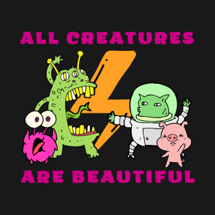 All Creatures Are Beautiful - ACAB 1312 Retro Alien Lovers T-Shirt