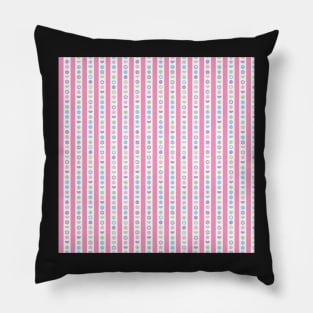 RETRO SCANDINAVIAN FLORAL STRIPES PINK Pillow