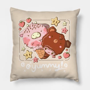 Cute strawberry ice cream girl kawaii style Pillow