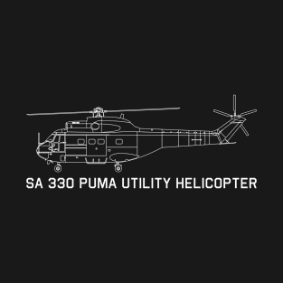 SA 330 Military Utility Transport Helicopter Blueprint Gift T-Shirt