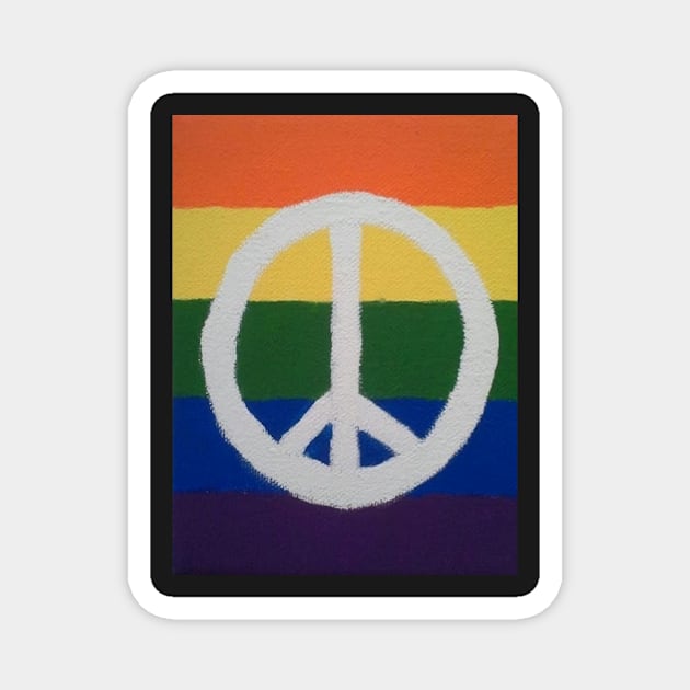 Rainbow Peace Sign Magnet by DanielleGensler