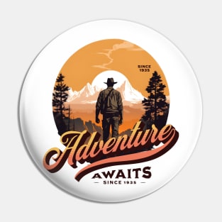 Adventure Awaits - Since 1935 - Sunset - Outdoors, Camping, Hiking, Adventure Pin