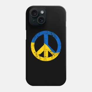 Retro Ukraine Peace Sign with Ukraine Flag Overlay Distressed Phone Case