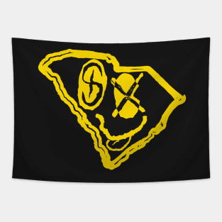 SC Eyes South Carolina Grunge Smiling Face Black background Tapestry