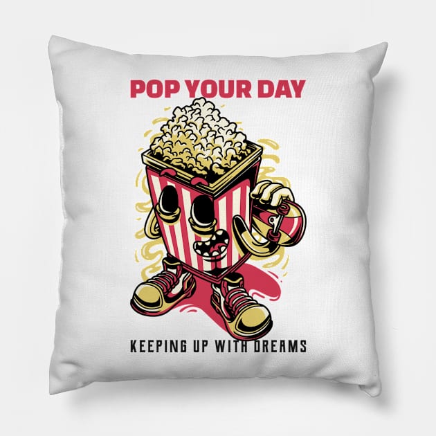 pop your day, keeping up with dreams Pillow by Elite Wear 