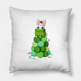 Bunny Christmas Tree Pillow