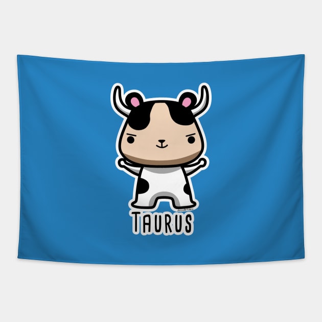 Taurus zodiac teddy bear Tapestry by doodletales