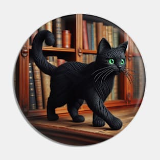 Thread cat in the library Pin