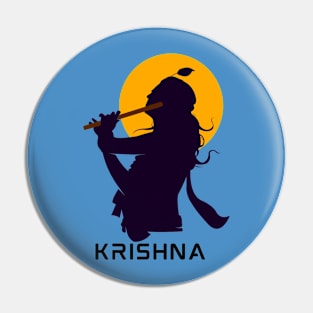 Hindu god lord Krishna playing his flute Pin