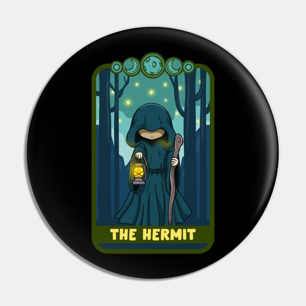 The Hermit - Cute Kawaii Anime Tarot Card T-Shirt Pin by biNutz