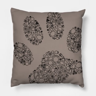 Paw Print in Modern Paisley Outline Design Pillow