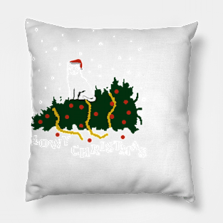 meowy christmas - cat vs. tree Pillow