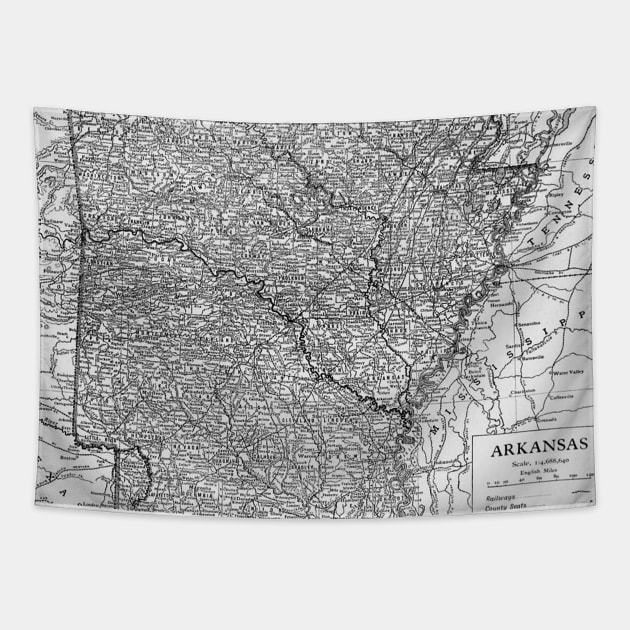 Vintage Map of Arkansas (1911) Tapestry by Bravuramedia