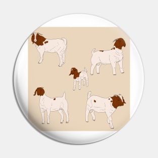 Boer Goats Pattern Cream Pin