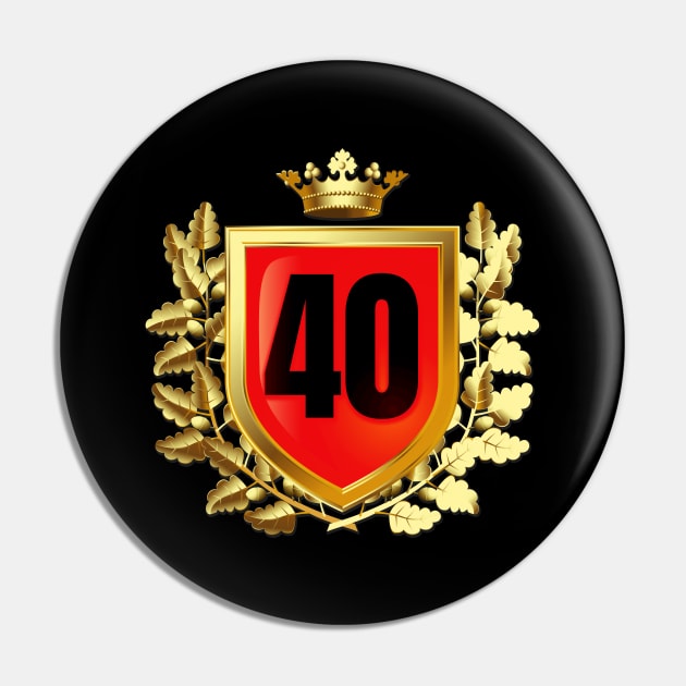 40th Birthday Golden Crest Crown With Laurel Pin by Foxxy Merch