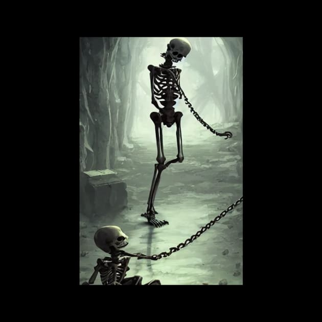 Skeleton Relationship by skeleton sitting chained