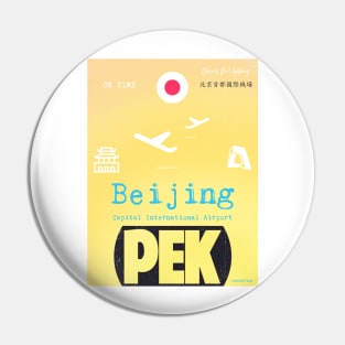 PEK Beijing airport code yellow Pin