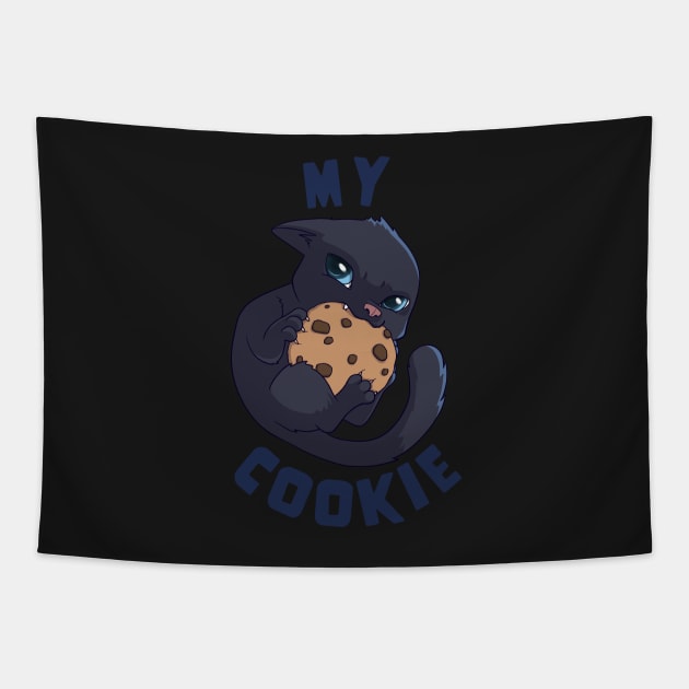 My Cookie Angry Kitten in Blue Tapestry by PaperRain