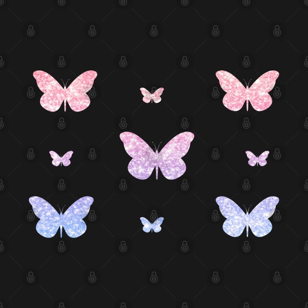 Pink Blue Ombre Faux Glitter Butterflies by Felicity-K