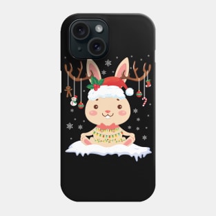 Bunny Reindeer Santa Noel Costume Dancing On Snow Merry Xmas Phone Case