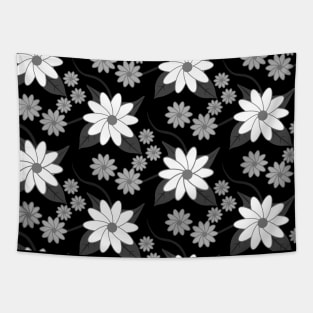 Black and white flower pattern Tapestry