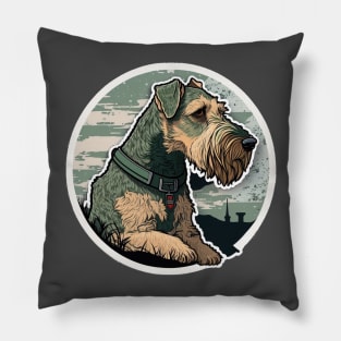 Airedale Terrier Camouflage Motif Pillow