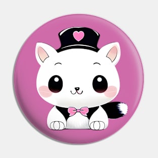 Snowflake Serenade: A Sweetheart Kitty with Love's Embrace Pin
