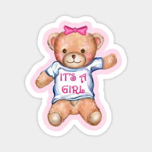 It's A Girl Teddy Bear Stuffed Animal Magnet