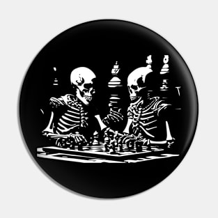 skeletons play chess Pin