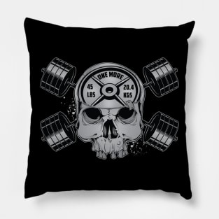 Heavy Metal Skull & Barbell Crossbones Pillow