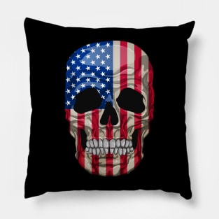 Skull, American flag Pillow