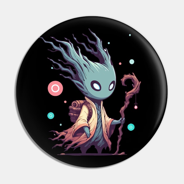 Kawaii Forest Tree Mage Wizard Spirit Pin by TomFrontierArt