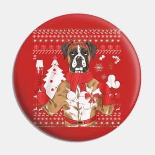 Boxer Ugly Christmas Sweatshirt Pin