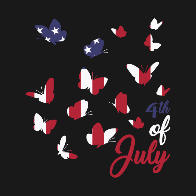 Butter Fly 4th of July - Independence Day - Freedom USA - Butterfly USA Flag - 4th Of July by xoclothes