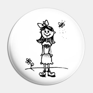 Girl Doodle Pin