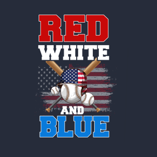 Red White And Blue Patriotic Baseball Design T-Shirt