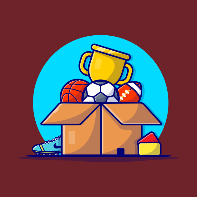 Sports Equipment In The Box Cartoon Vector Icon Illustration by Catalyst Labs