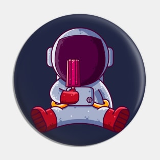 Cute Astronaut Eating Popsicle Cartoon Pin