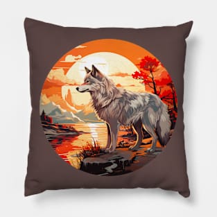 Wolf sunset Pillow