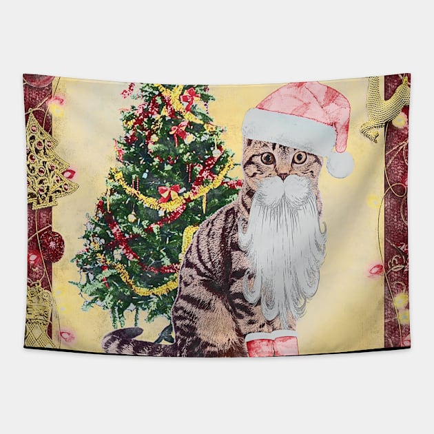 Santa Clause True Identity is CAT CLAWS Tapestry by Aventi